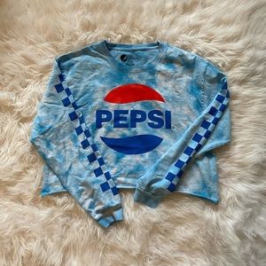 Long sleeved cropped pepsi tye dye tee
